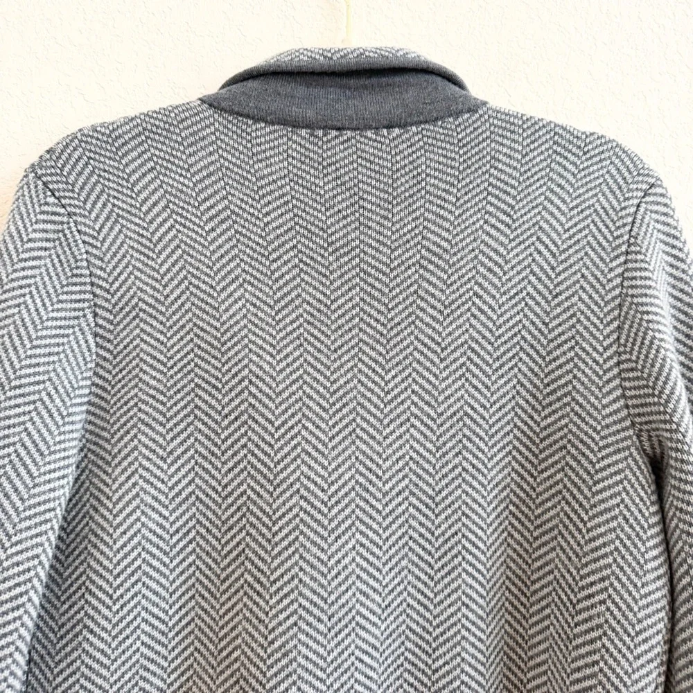 Talbots‎ Gray Herringbone Pure Merino Wool Sweater Blazer Jacket Womens Small S